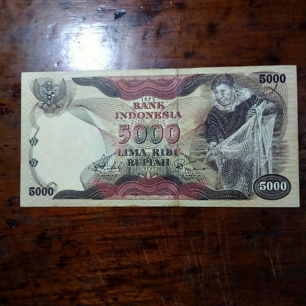 Jual Uang Kertas Rp 5000 1975 bagus | Shopee Indonesia