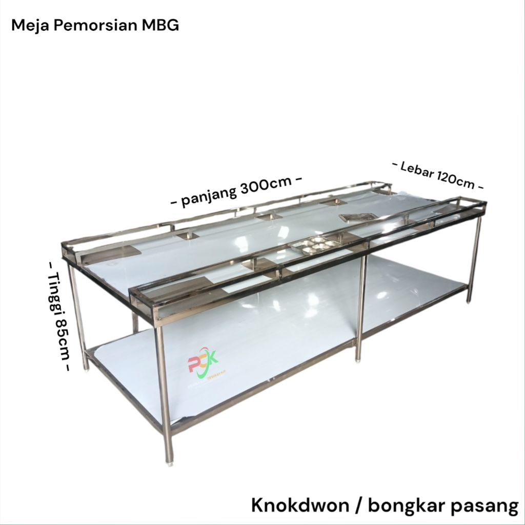 Jual meja Pemorsian MBG model baru knokdwon / bongkar pasang ukuran ...