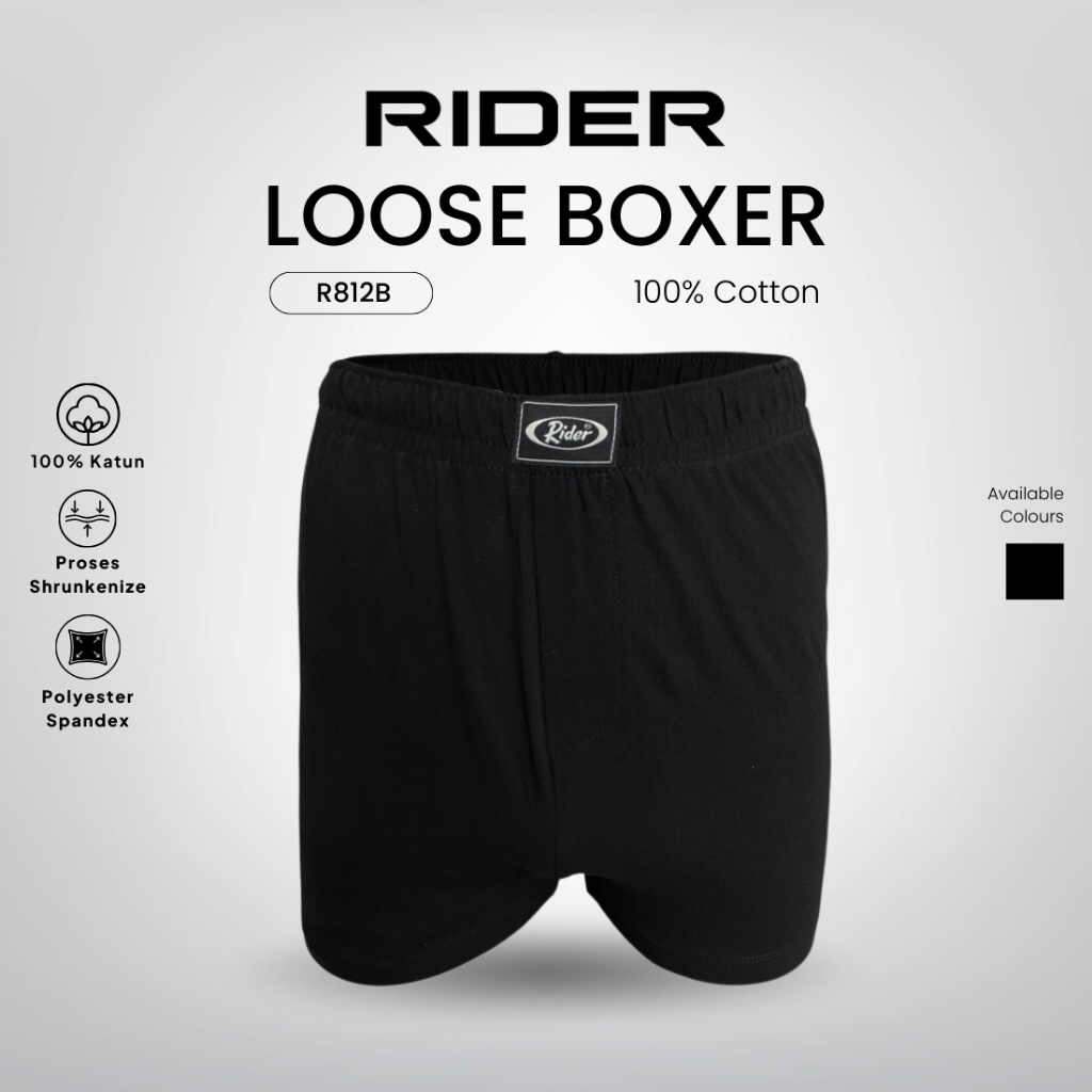 Jual Rider Premium - Loose Boxer Pria R812BHT Warna Hitam isi 1 Pcs ...