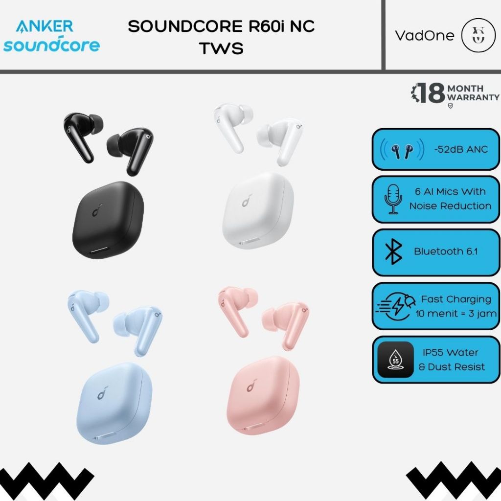 Jual (New Launch) Anker Soundcore R60i NC / R60iNC (Upgraded R50i NC ...