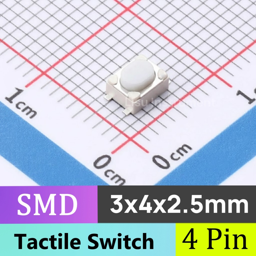 Jual 4 PIN SMD Tactile Switch Button 4P 3x4x2.5mm SHOU HAN SH-1808SN ...