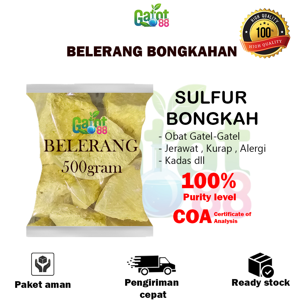Jual Belerang Bongkahan 500gram / Belerang Sulfur / Sulfur Bongkahan ...