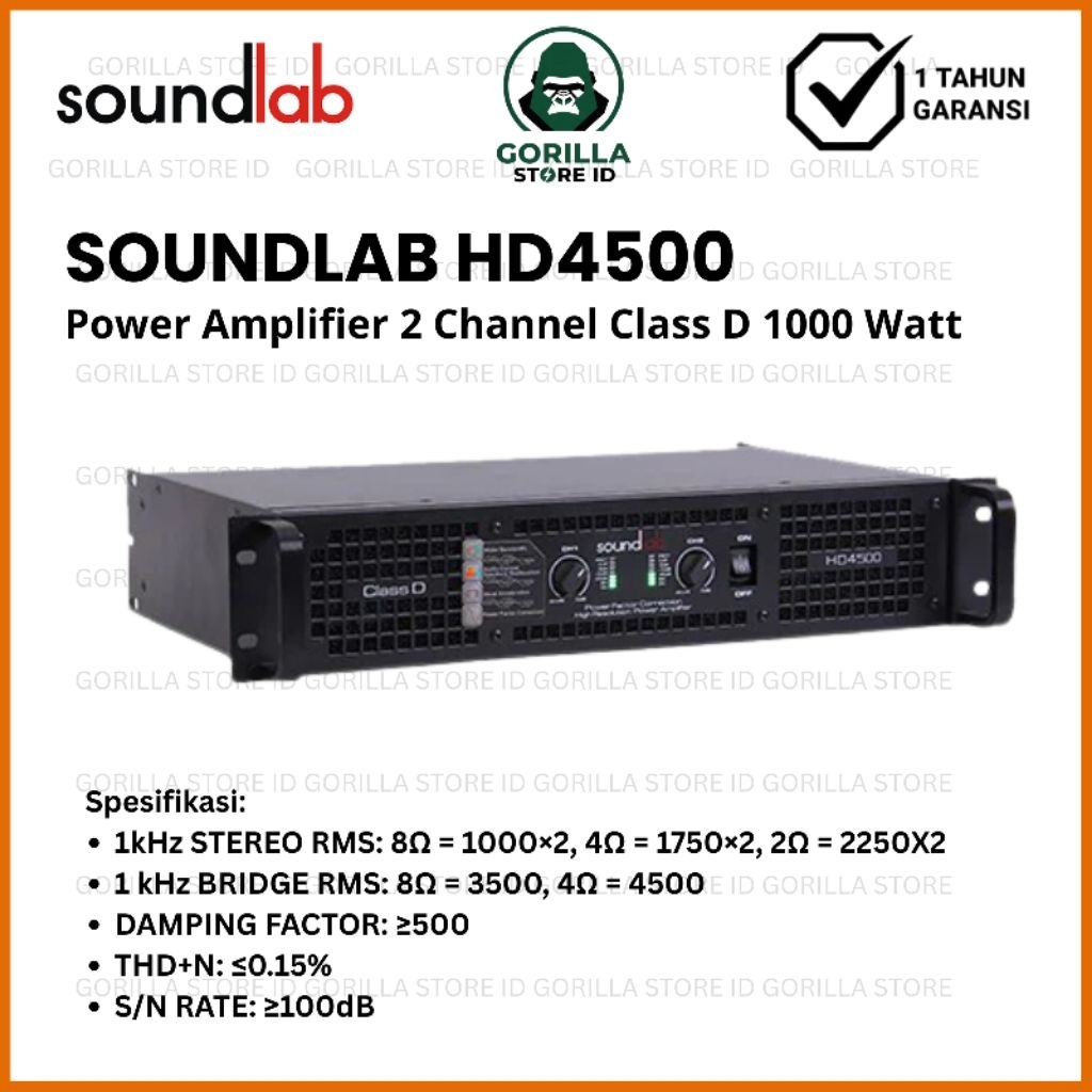 Jual Soundlab HD4500 Power Amplifier 2 Channel Class D 1000 Watt ...