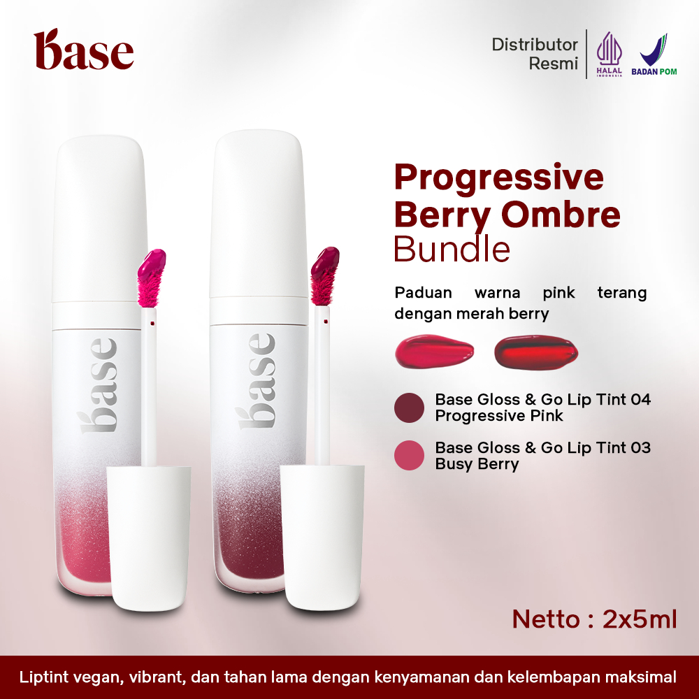 Jual Progressive Berry Ombre Package - BASE Gloss & Go Lip Tint Vegan ...