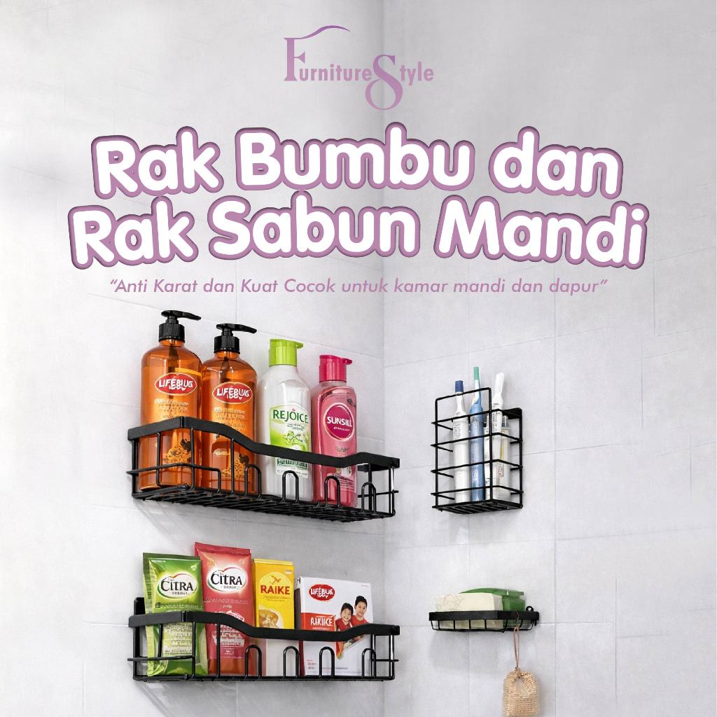 Jual Rak Sabun Tempel Dinding - Rak Persegi Kamar Mandi Tanpa Bor - Rak ...