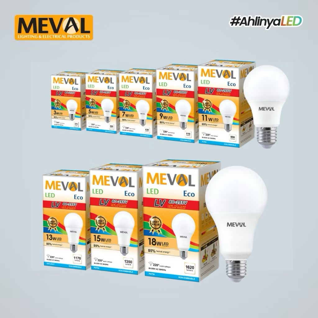 Jual Lampu LED Bulb Meval Eco LV (80-225V) | Shopee Indonesia