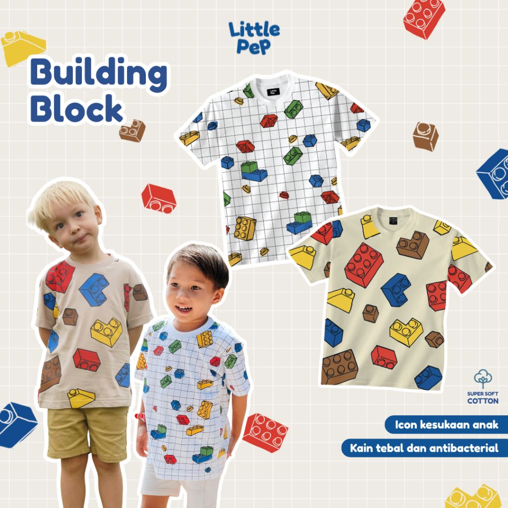 Jual Little Pep - Building Block - Baju anak dan dewasa motif brick ...
