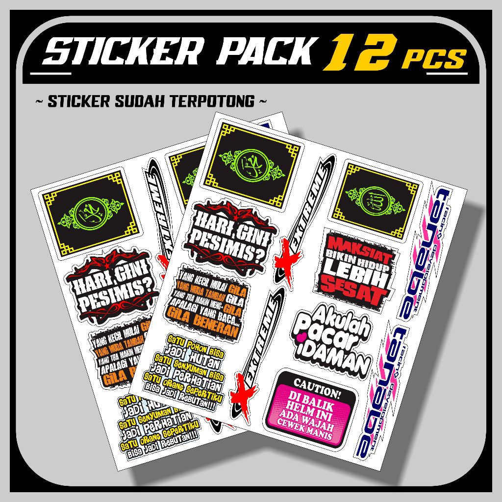 Jual (COD) Sticker Viral Kata2 Lucu Kartun Lucu - Stiker Helm Herex ...