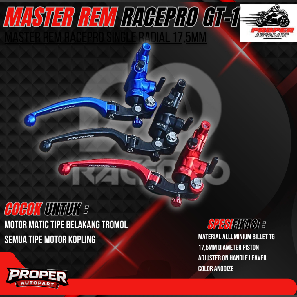 Jual Master Rem Racepro Radial GT1 master rem racepro kopling handle ...