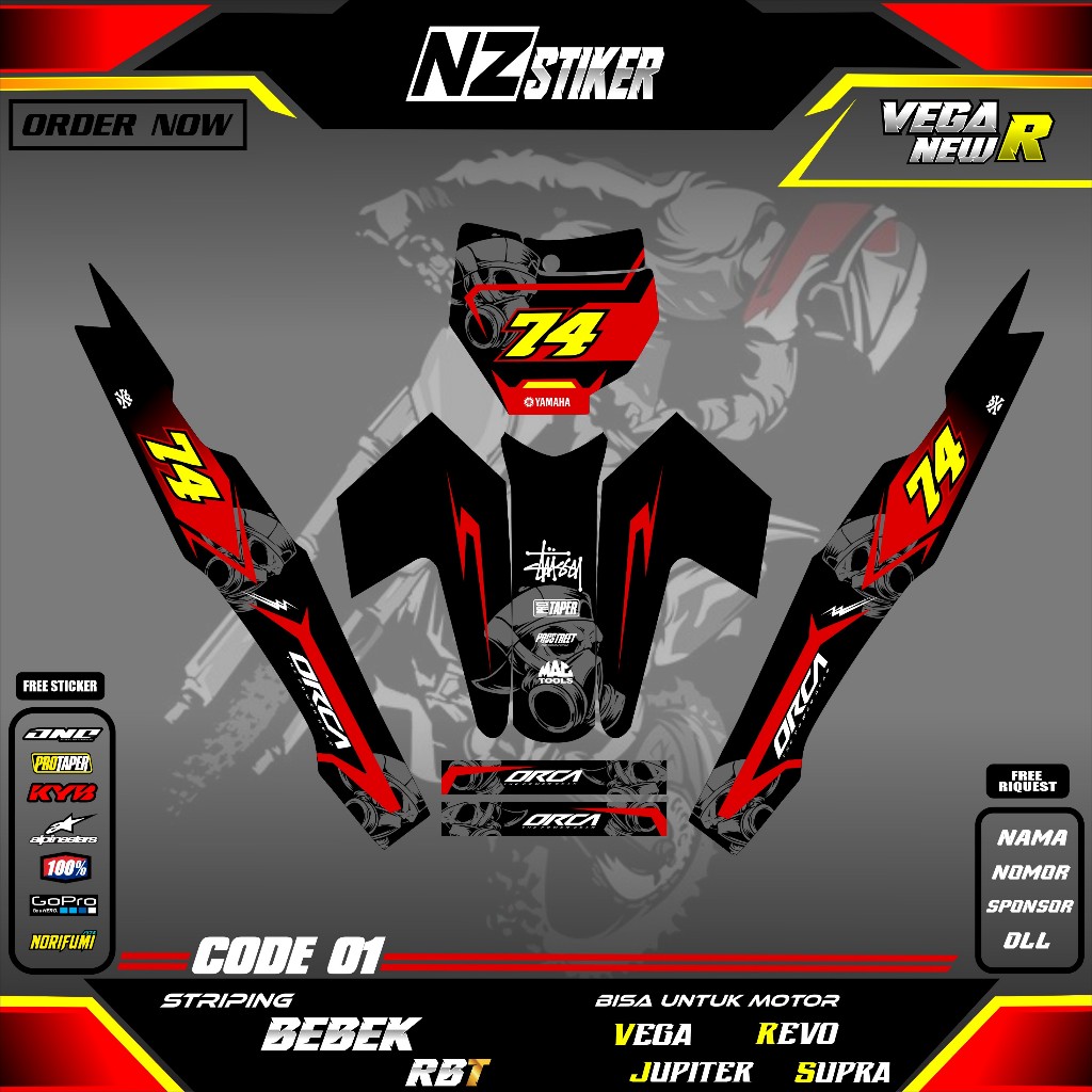 Jual Stiker Modif RBT GTX Vega R NEW Supermoto KTM RRT Digital Racing ...