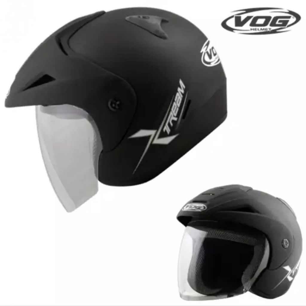 Jual VOG Helmets Helm Motor VOG Hitam dengan Visor Transparan dan ...