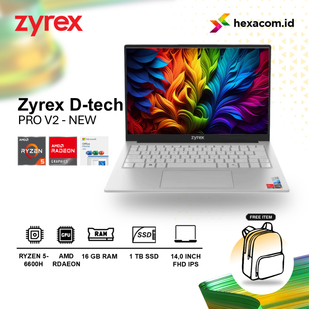 Jual Laptop Zyrex D-Tech Pro V2 Ryzen 5 6600H 16GB 512GB SSD 14 inch ...