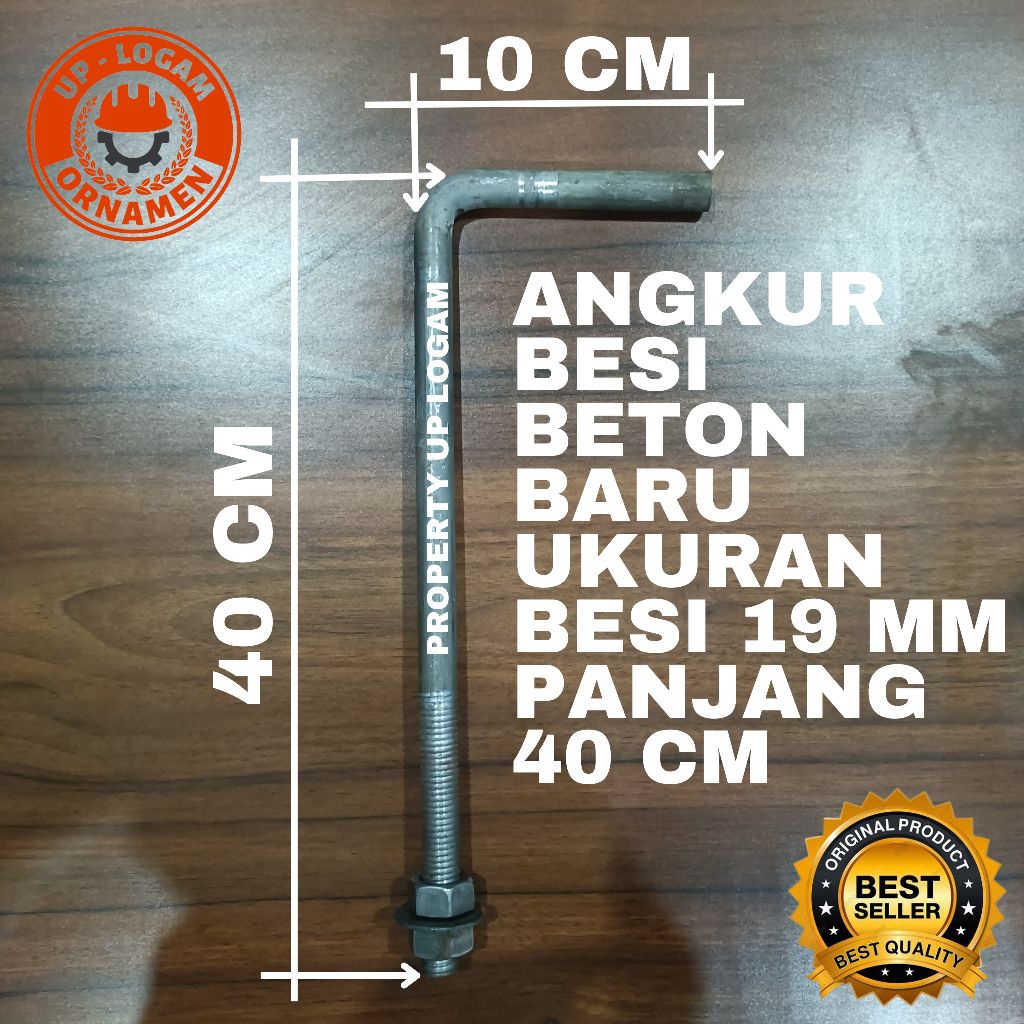 Jual Angkur beton besi baru M19 x 40cm x 10cm + 2 Mur + 2 ring Plat ...