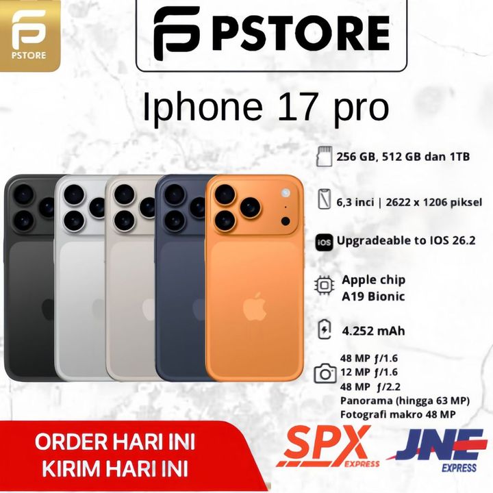 IPhone 17 Pro  256GB / 512GB / 1TB  48MP Camera Long Battery Garansi Resmi