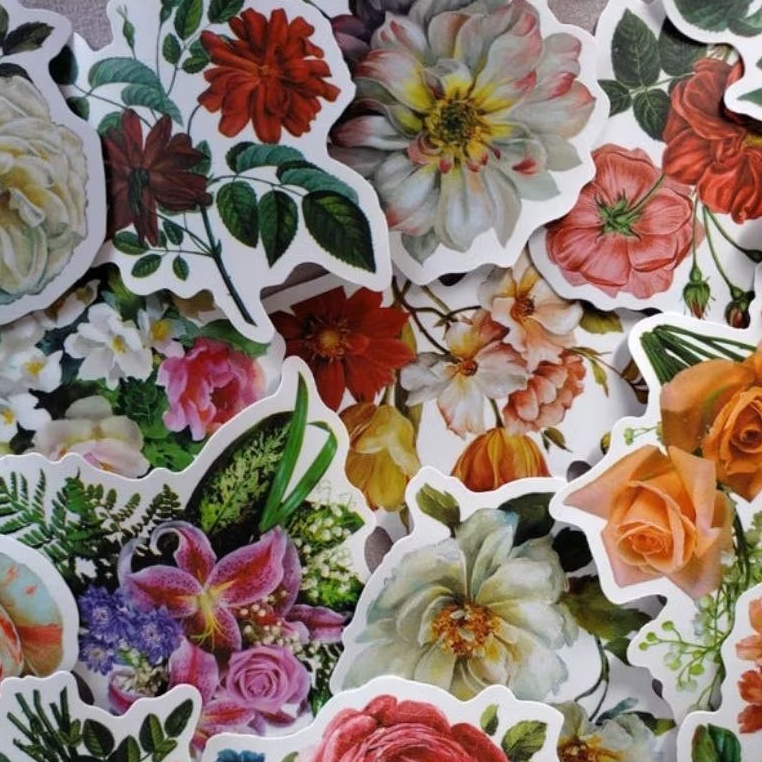 Jual Stiker Bunga Vintage Retro Flower Sticker 30 pcs Flower Kawaii ...
