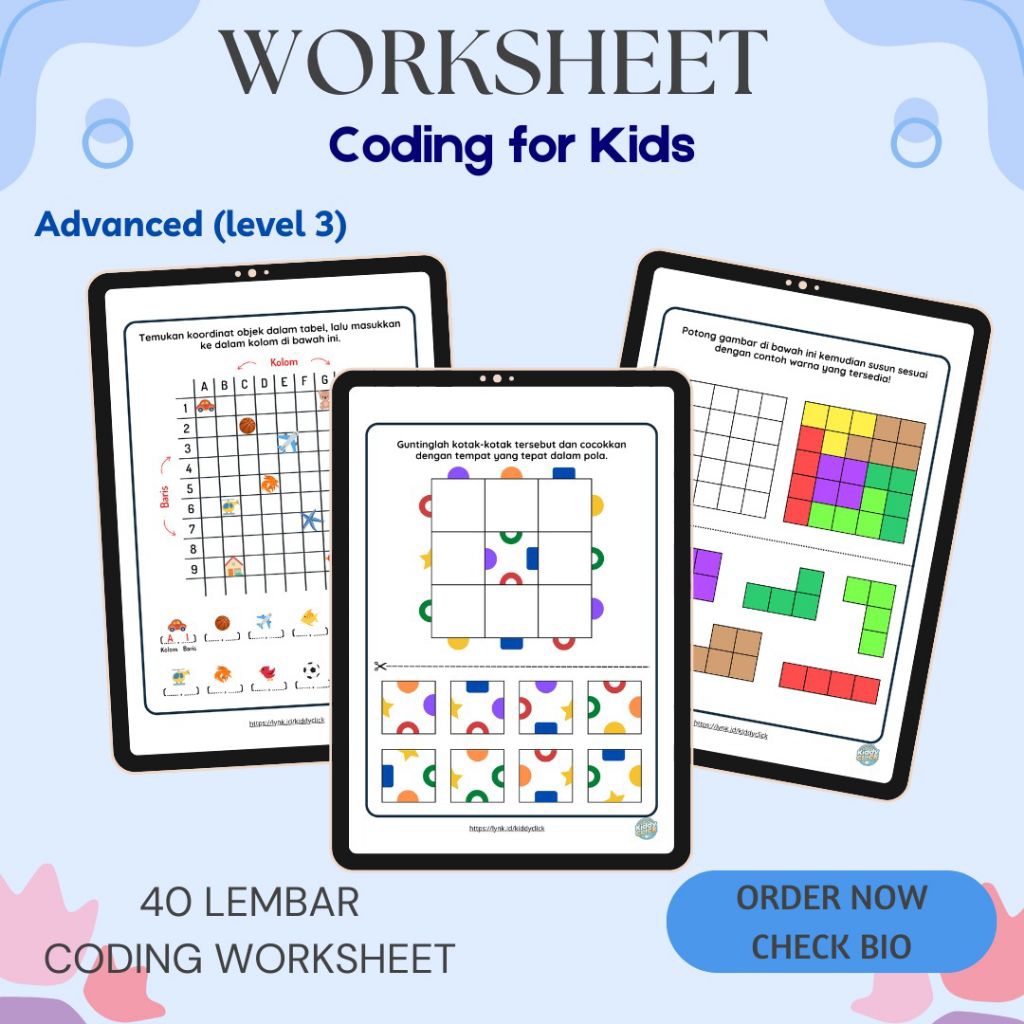 Jual PDF Coding Advanced Mahir for Kids | Worksheet Coding Anak PAUD TK ...