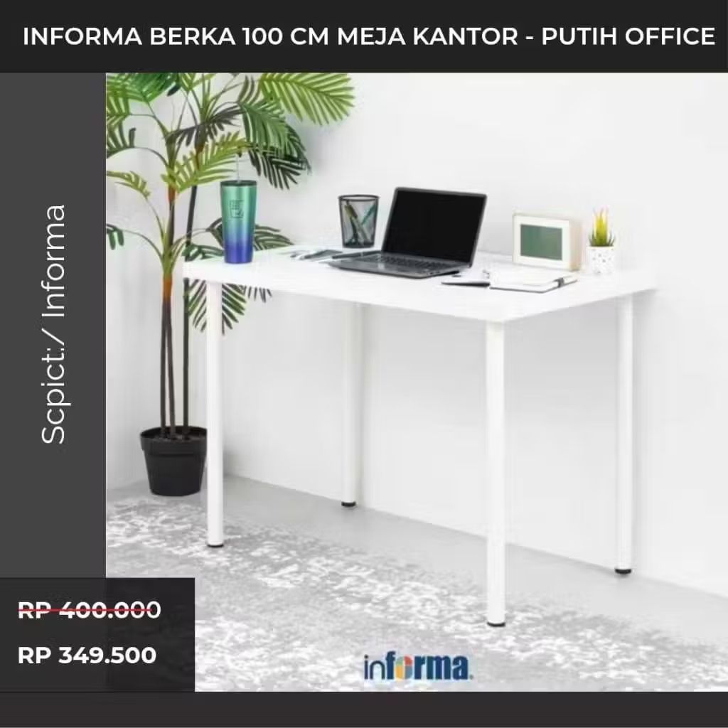 Jual Promo Informa Berka 100 cm Meja Kantor - Putih Office Table ...
