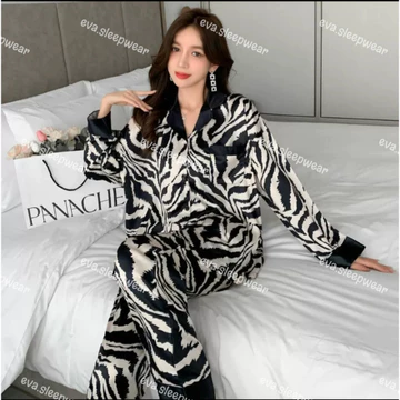 LL2 Setelan Baju Tidur Piyama Wanita Dewasa Satin Premium Lengan Panjang Celana Panjang