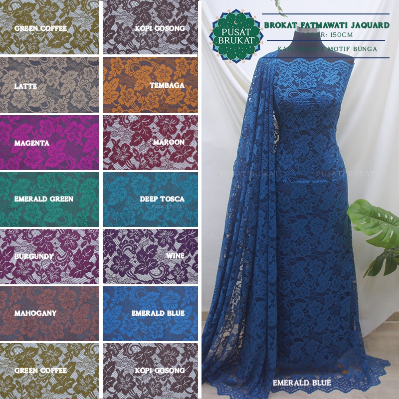 Jual KAIN BRUKAT FATMAWATI PREMIUM / BAHAN KEBAYA METERAN BROKAT ...