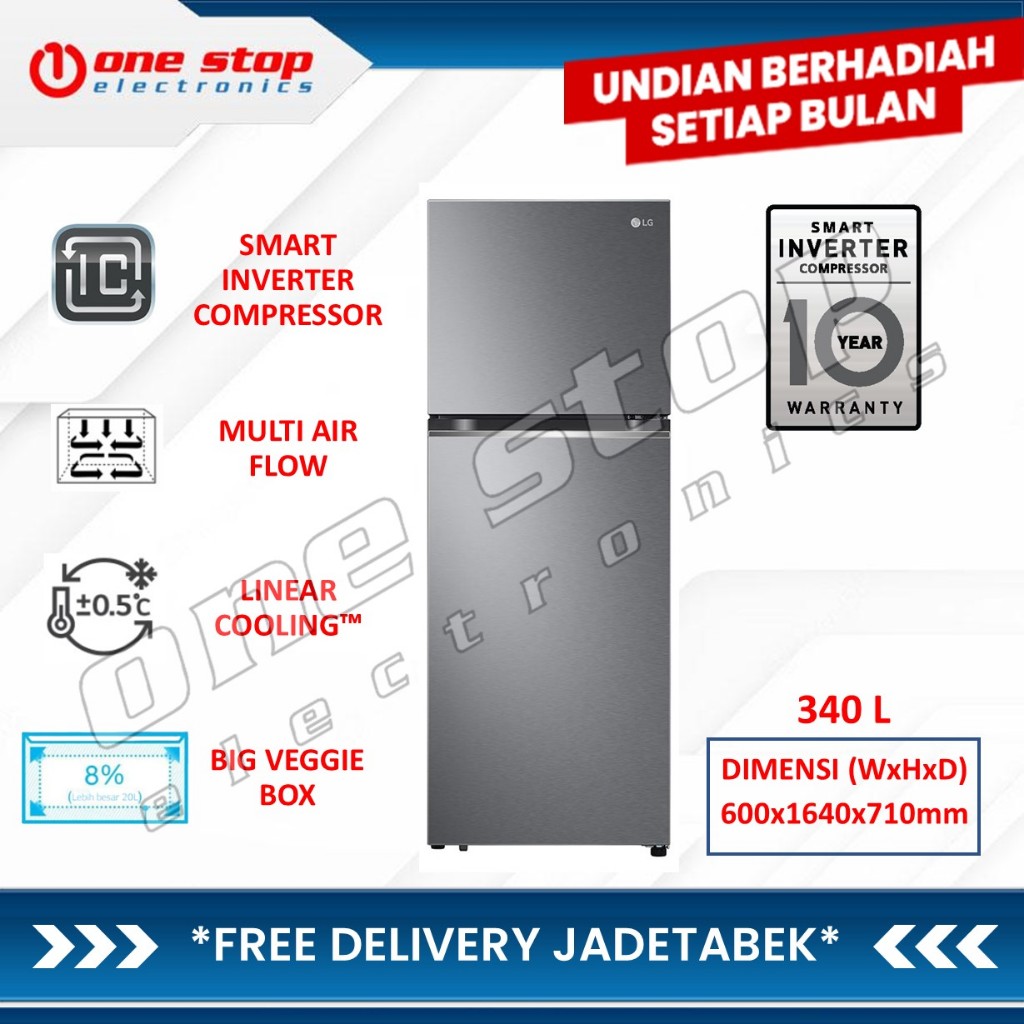 Jual LG GN-B312PQQF Kulkas 2 Pintu 340L | Smart Inverter Compressor ...