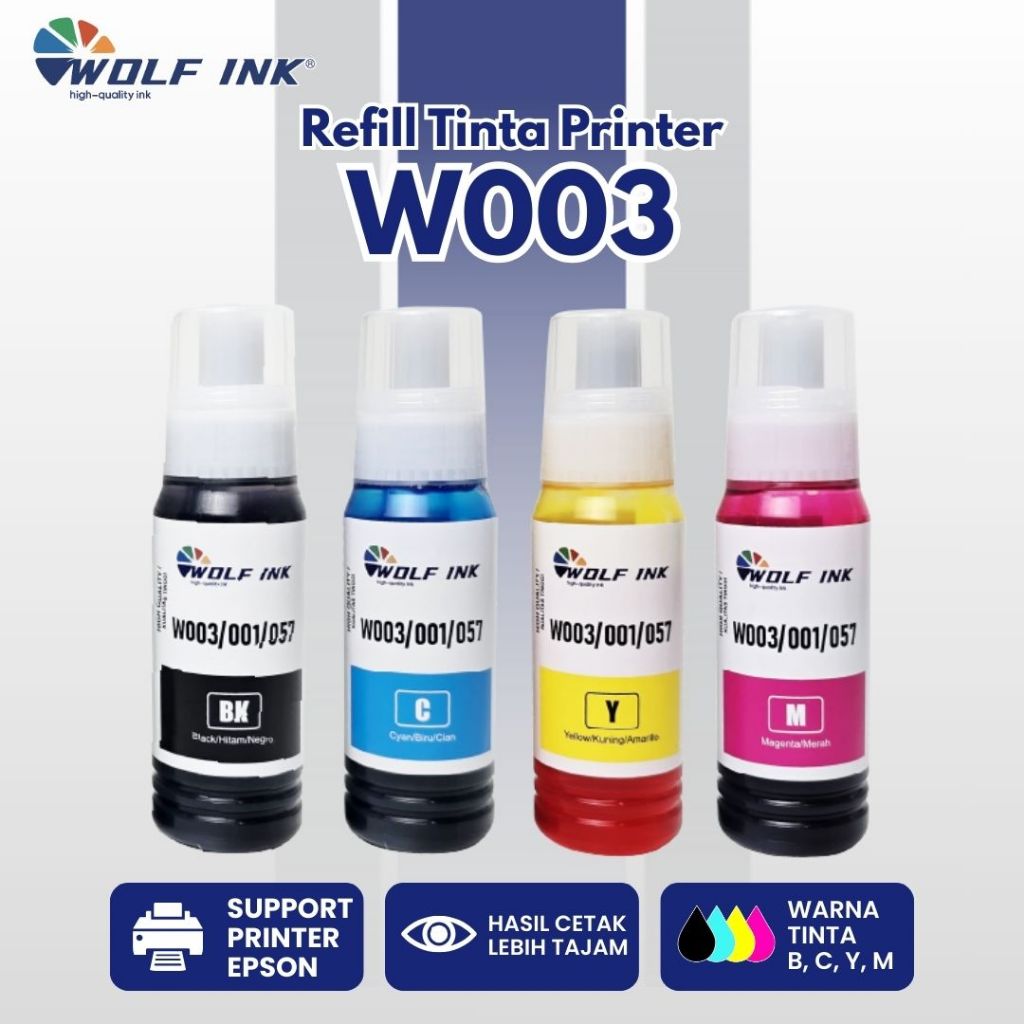 Jual WOLF INK 1 Paket Isi 4 Warna Tinta Printer 003 Isi 70ml Untuk ...