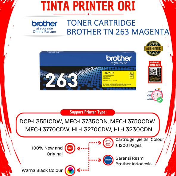 Jual Toner Brother 263 Yellow | TN 263Y Toner Brother Original For ...