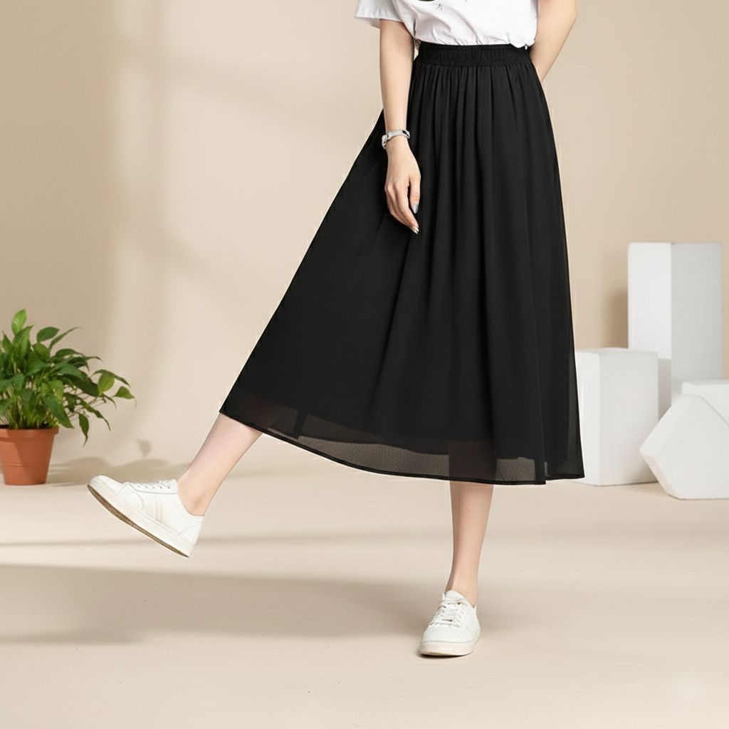 Jual Rok Korean Style A-Line rok-flare Skirt Siffon | Rok Wanita ...
