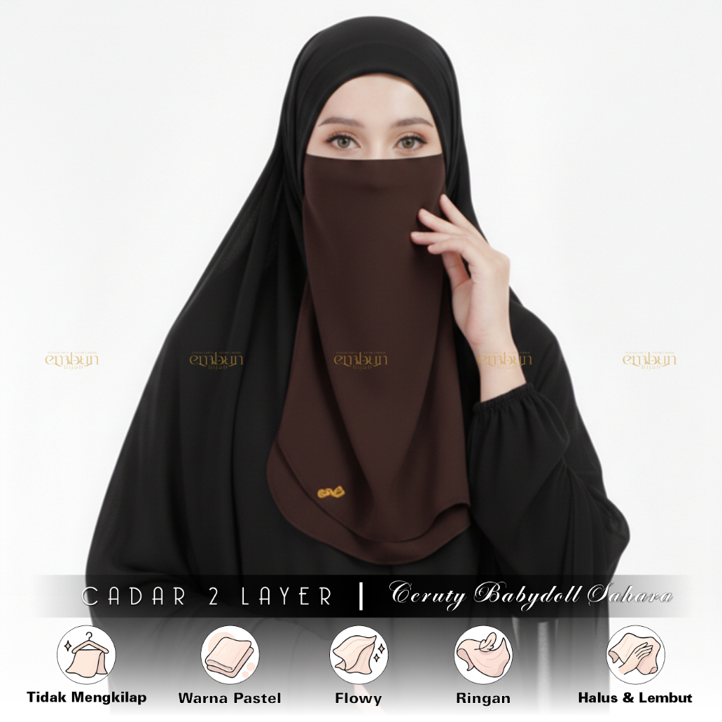 Jual CADAR NIQAB MAHOGANY TALI 2 LAYER CERUTY BABYDOLL SAHARA TANPA ...