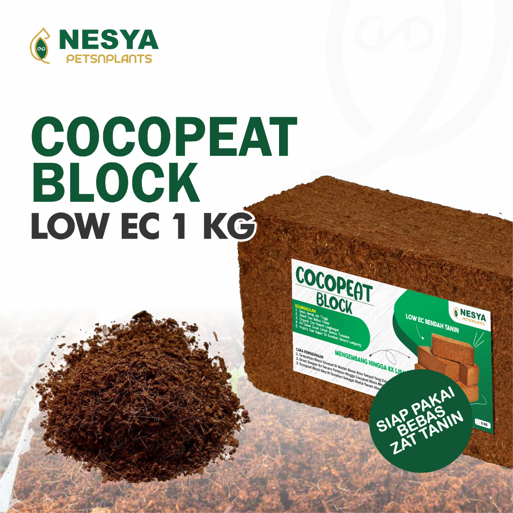 Cocopeat Cocopit Block Low EC 1 KG Siap Pakai Media Tanam Organik