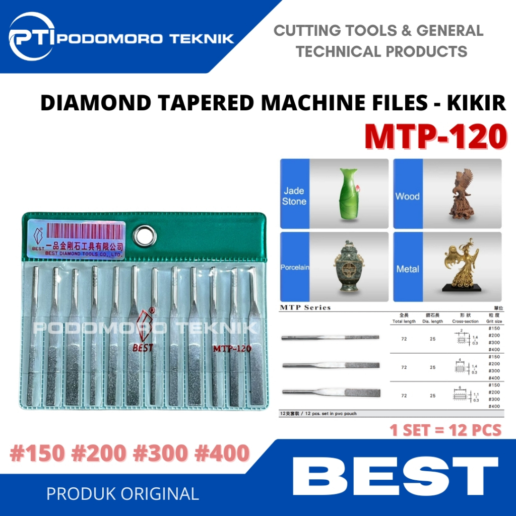 Jual Diamond Taper Files Set MTP-120 Kikir Diamond Set MTP 120 BEST ...