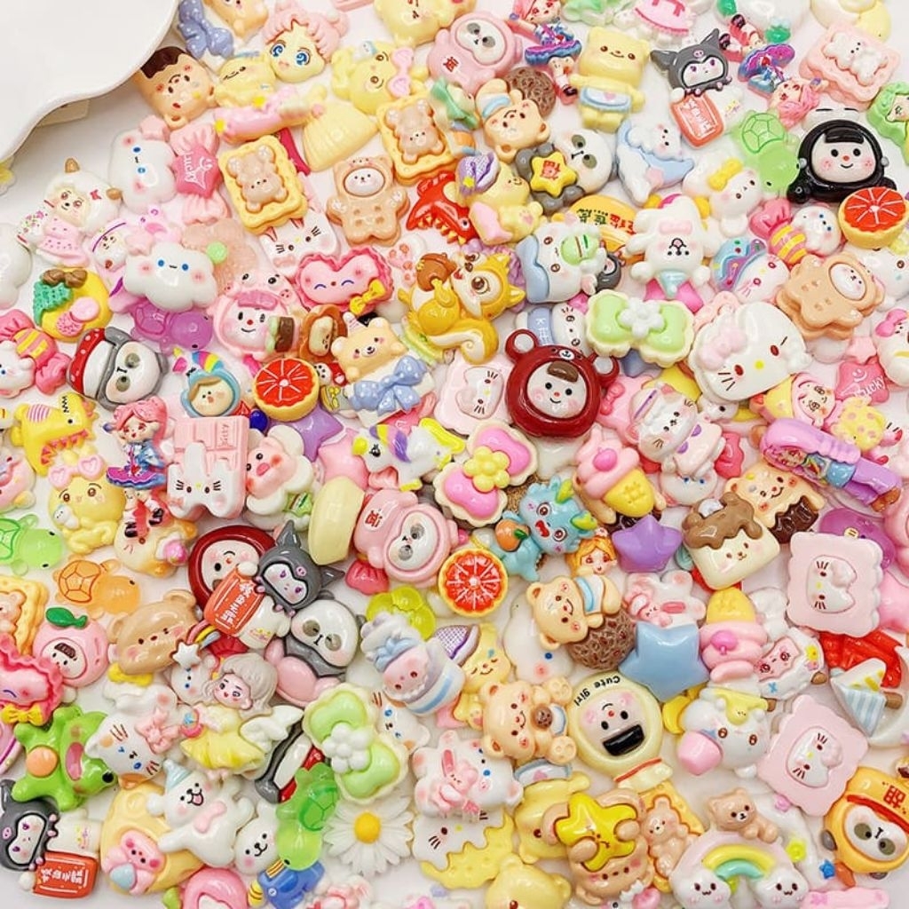 100 Piece Resin Clay Saja ukuran 2CM bentuk Random Kerajinan Tangan Beads Manik