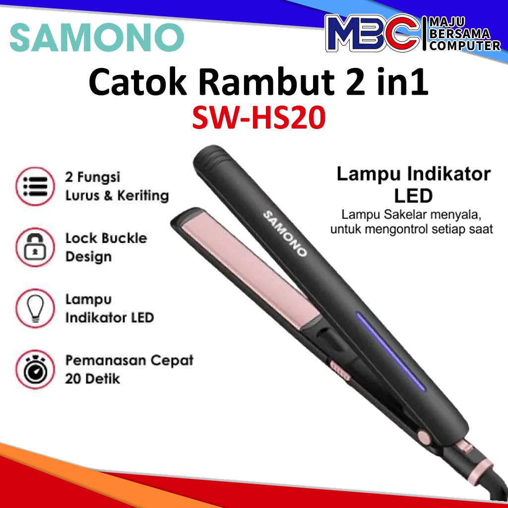 Jual SAMONO SW-HS20 Catok Rambut Lurus Keriting - Catokan Curly ...