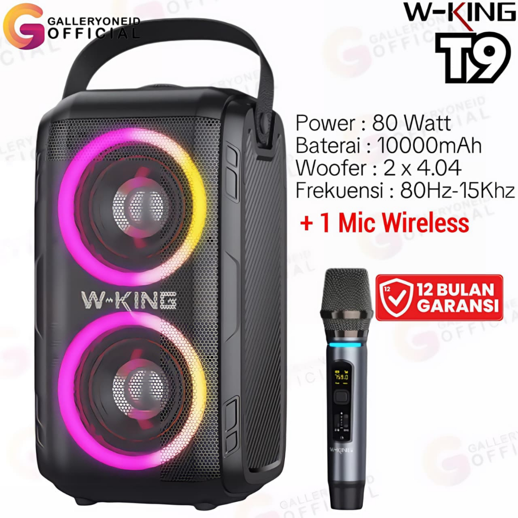 Jual Speaker Bluetooth Karaoke Wireless Microphone Portable Wking T9 ...