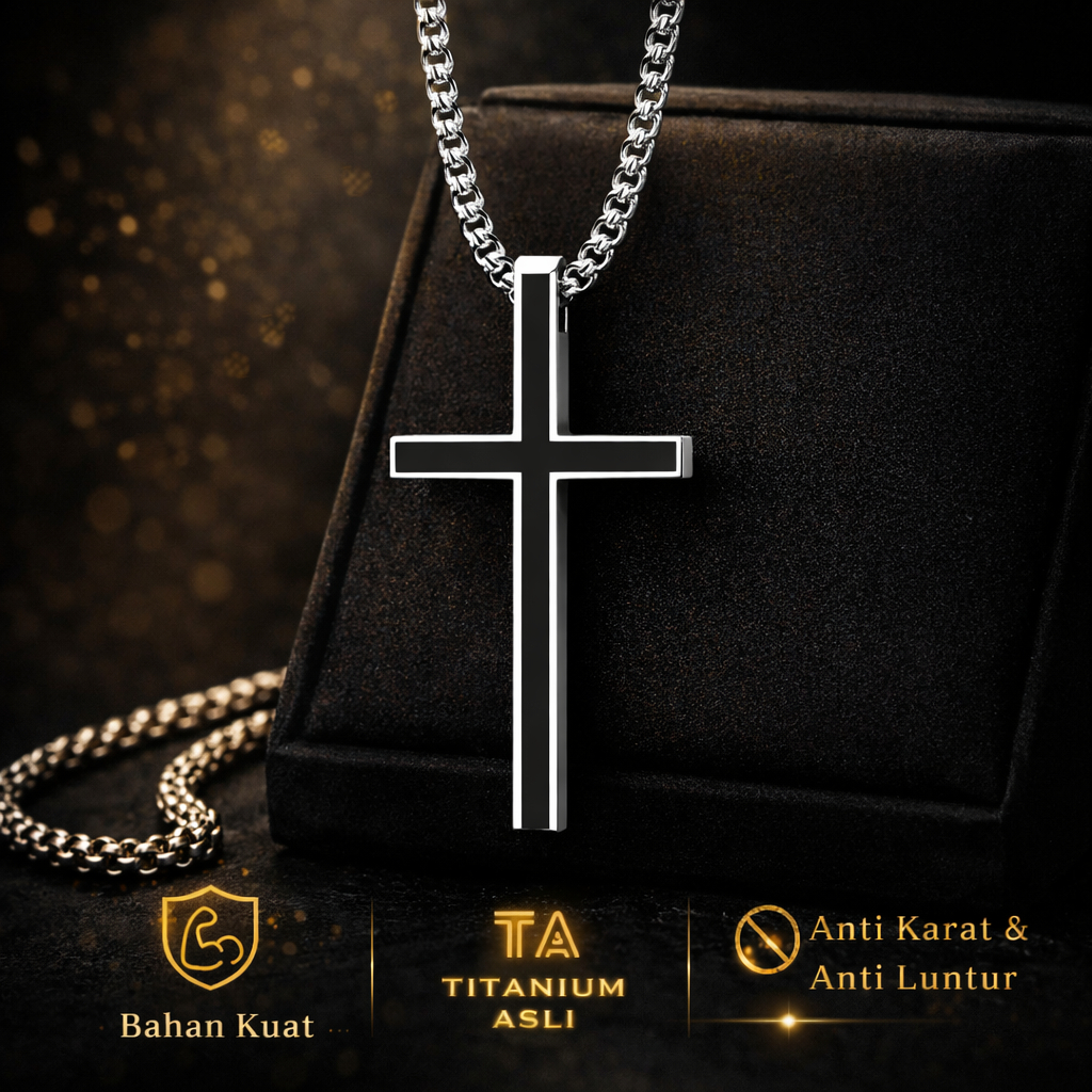 Jual ALPHA OMEGA - Kalung Salib Pria Titanium Black Edition | Kalung ...