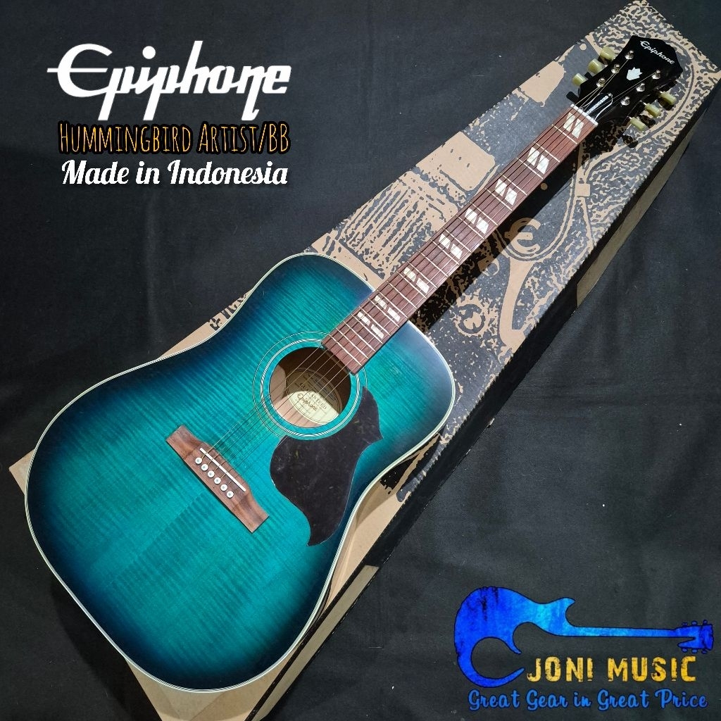 Jual Gitar Epiphone Akustik Hummingbird Pro Ebony Artist Blue