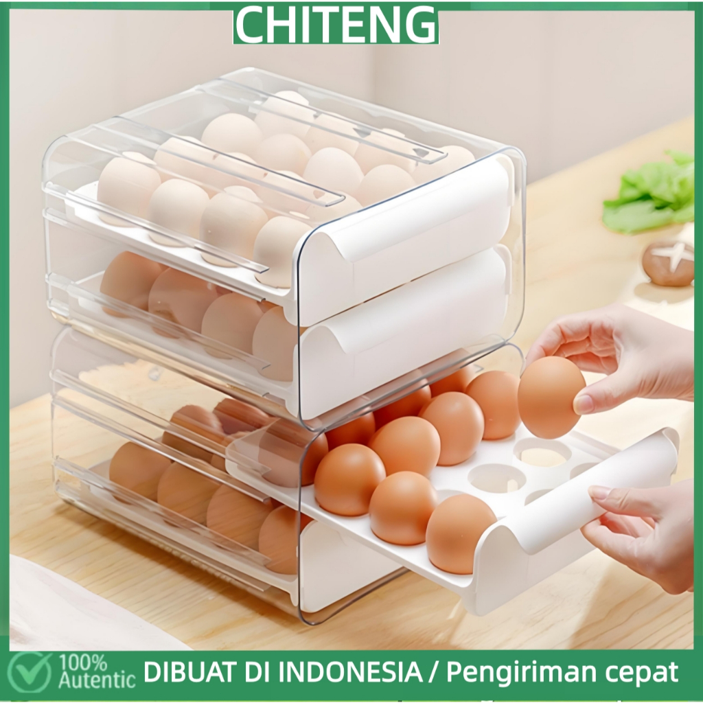 Jual Chiteng Kotak Telur 2 Tingkat (32PCS)Egg Storage Box Organizer ...