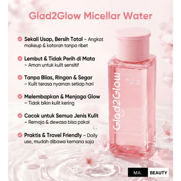 Glad2Glow Cherry Blossom Betaine Micellar Water 300ml Micellar Water Pembersih Wajah 300ml