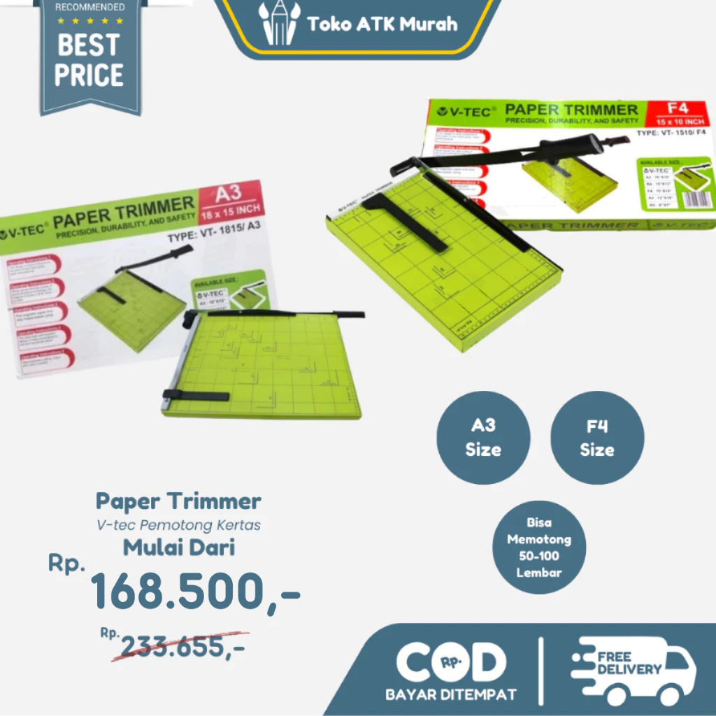 Jual Alat Pemotong Kertas - Paper Trimmer Merk VTEC F4 VT-1510 / A3 VT ...