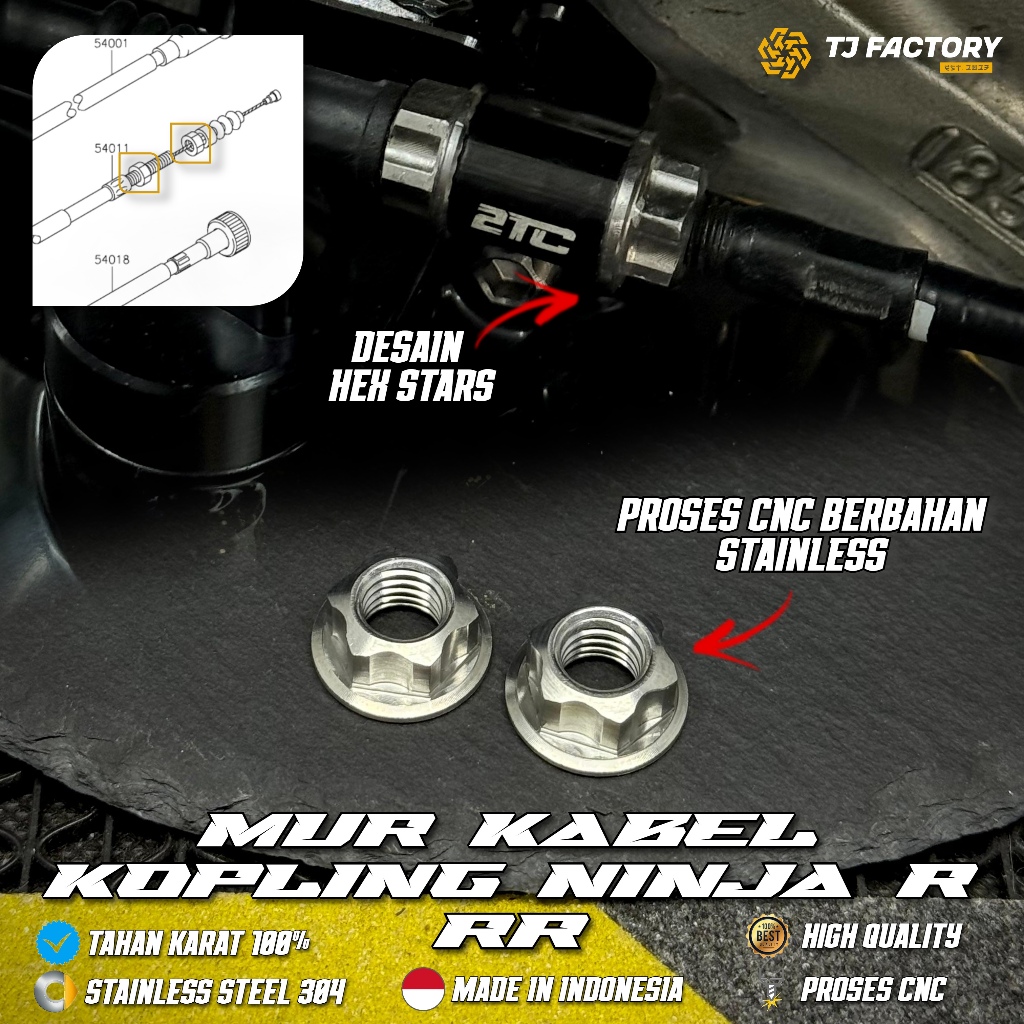 Jual Mur Kabel Kopling Ninja R SS RR ZX KIS Stainless CNC By TJ