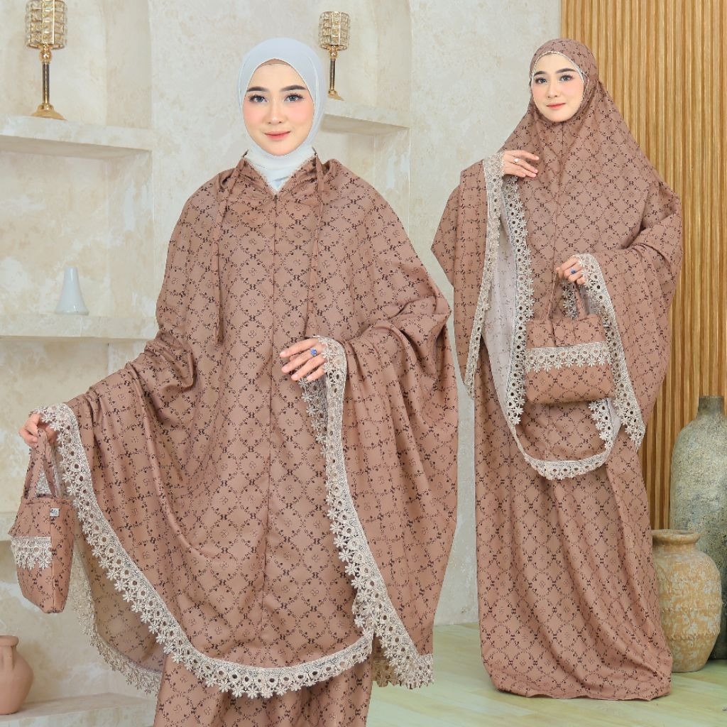 mukena wanita dewasa katun premium elagant renda mewah
