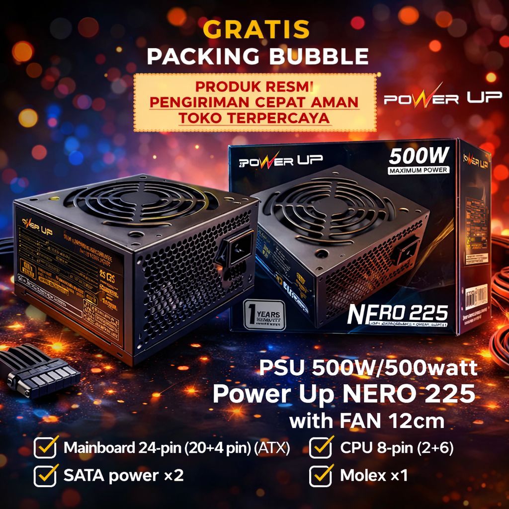 Jual Power Supply Power Up Nero 225 500W + 8 Pin | Shopee Indonesia