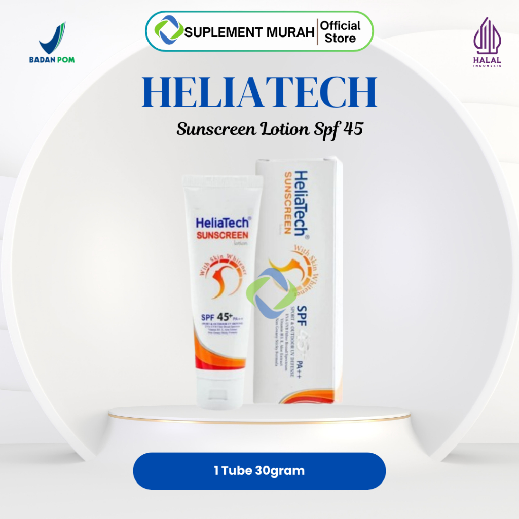 Jual Heliatech Sunscreen Lotion SPF 45+ 30gr Original / Tabir Surya ...
