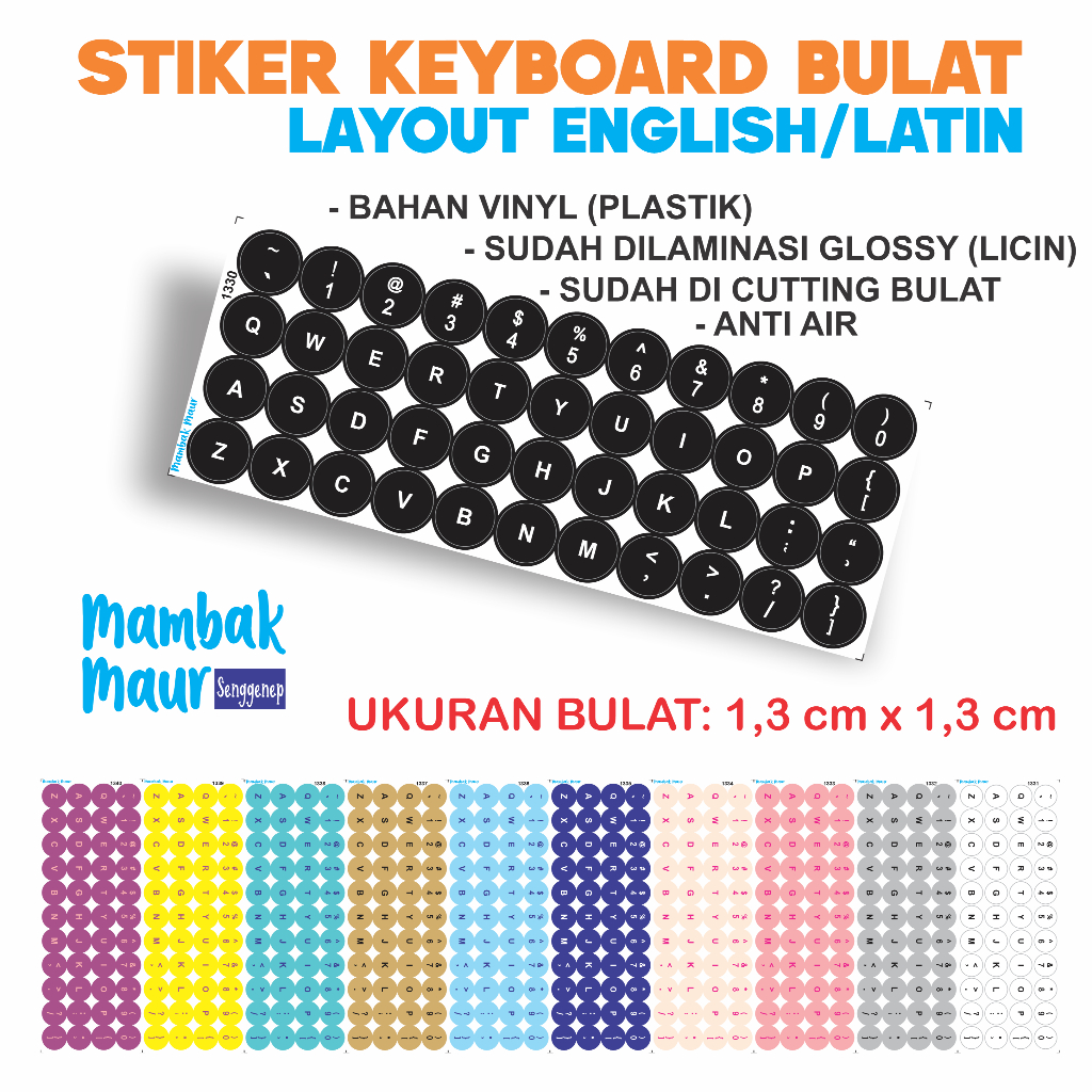 Jual STIKER KEYBOARD BULAT LAYOUT ENGLISH LATIN BAHAN VINYL (PLASTIK ...