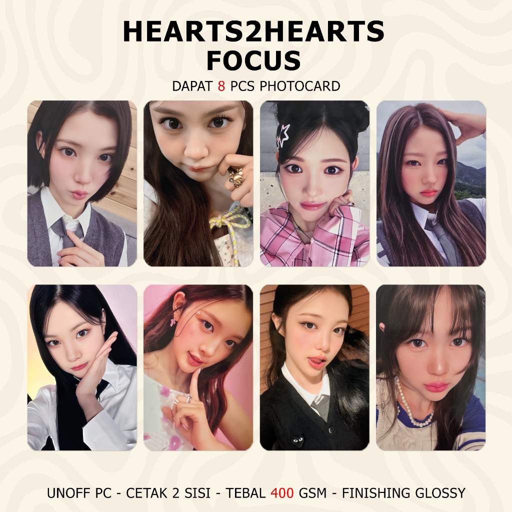 Jual (DAPAT 8 PCS) Photocard H2H FOCUS HEARTS2HEARTS Unofficial PC