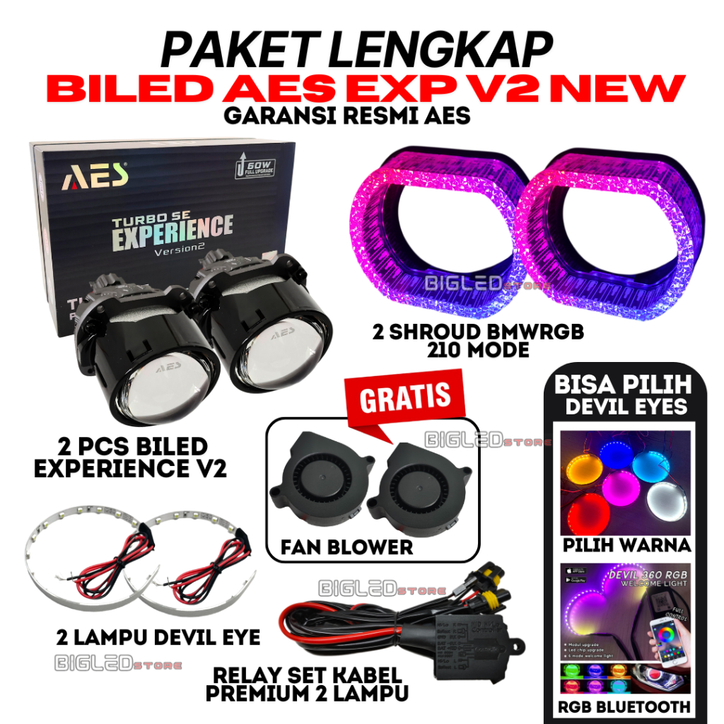 Jual PAKET BILED AES EXPERIENCE V2 70WATT LENGKAP AES TURBO SE 2.5INCH ...