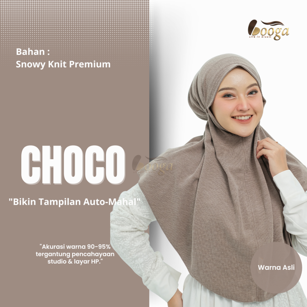 Booga Bergo Knit Tali Premium (Menutup Dada) Jilbab Instan Knit Kaos Anti Melorot Hijab Daily