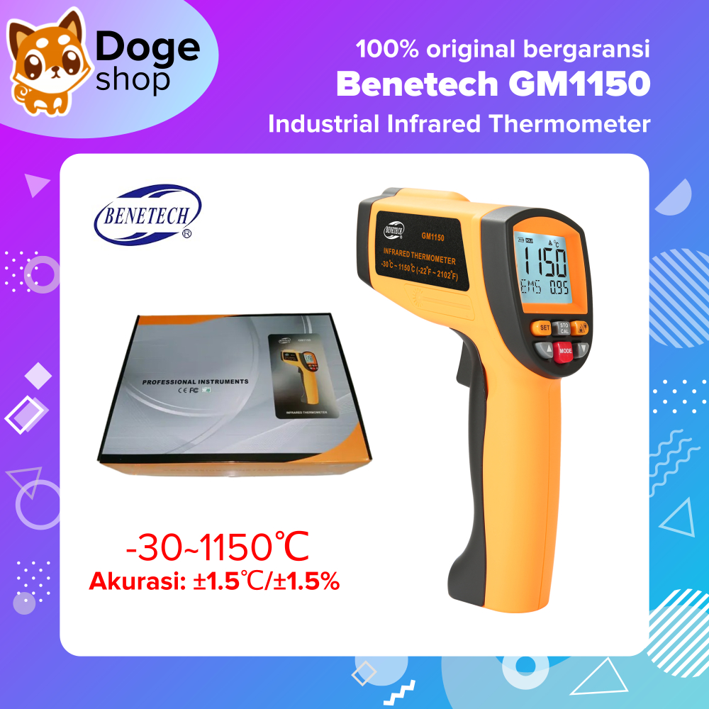 Jual Benetech GM1150 Infrared Thermometer Laser Termometer Gun Termogun ...