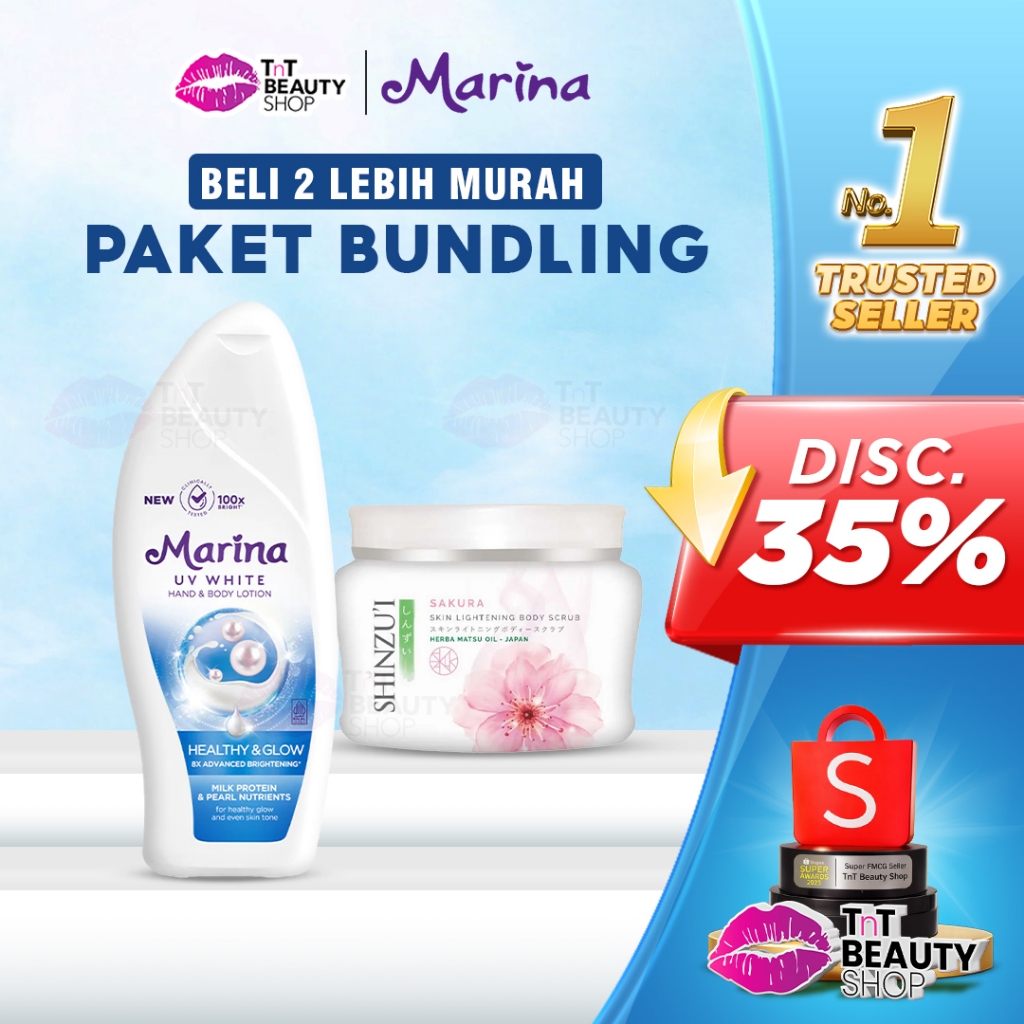 Jual [BUNDLING] Marina Hand & Body Lotion UV White Healthy & Glow 460ml ...