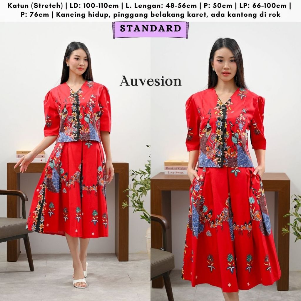 Jual AUVESION Rena V-Neck Batik One Set Rok 6375 | Setelan Batik Wanita ...