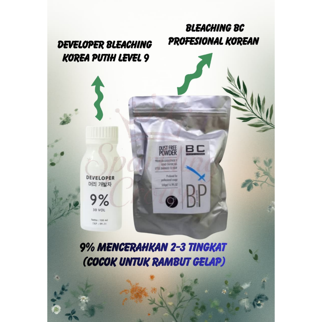 Jual Developer + Bleaching Rambut Korea BC Level 6% 9% 12% kemasan 50gr ...